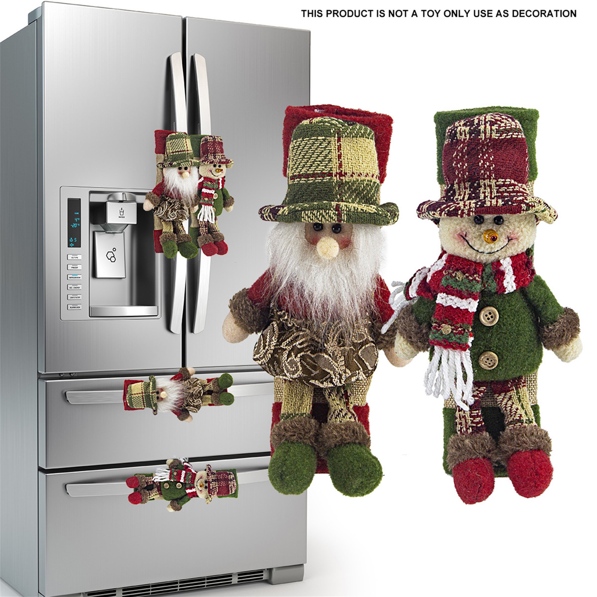 Kitchen Appliances For.Xmas - Christmas Refrigerator Door Handle Covers Set