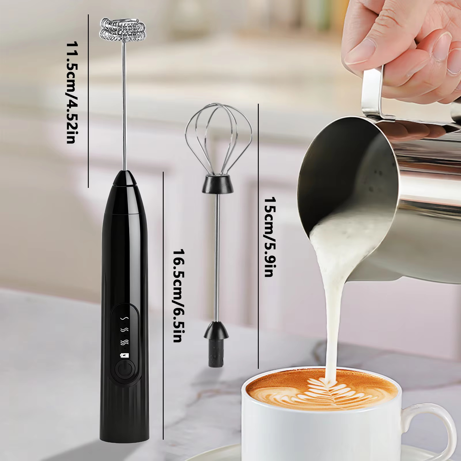 Hand Mixer Electric - Wireless electric milk mixer -3 speed