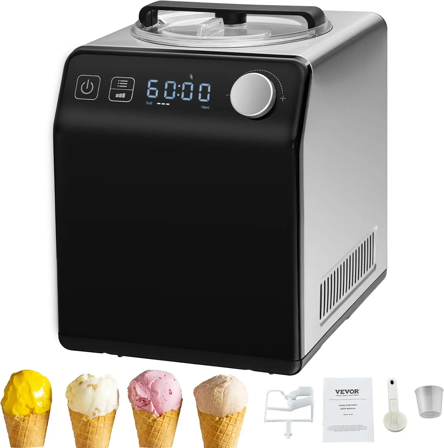 Ice Cream Maker Electric - Upright Automatic Ice Cream Maker with