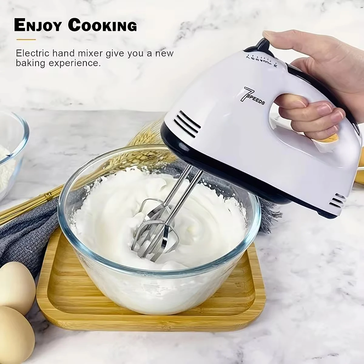 7-Speed Handheld Electric Egg  – обзор и цена Kitchen Appliances In White